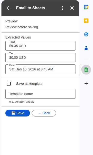Exported Data Preview